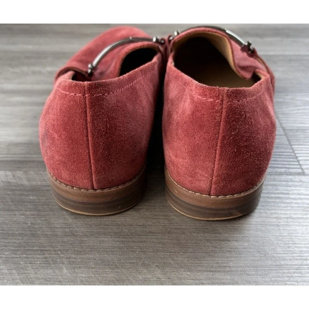 Franco Sarto Harlow Loafers Womens 10 M Red Suede Slip On Bit Flats Shoes